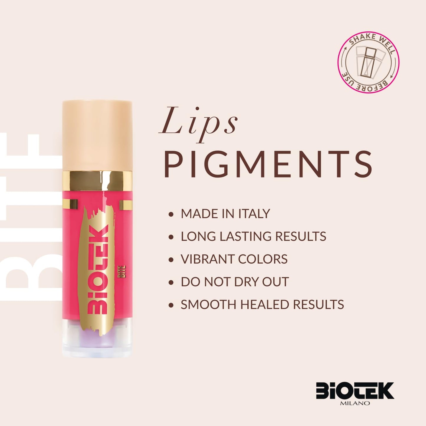 Biotek Lip Pigment for Permanent Makeup - Natural Antique Pink Lip Color - Made in Italy - Parfum 0,61 fl.oz.