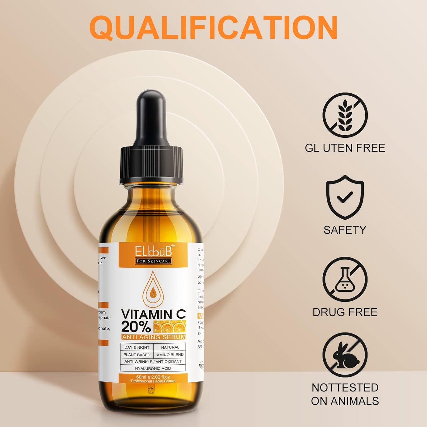 Vitamin C Serum for Face - 20% Concentration with Hyaluronic Acid & Retinol | Anti-Aging, Hydrating, 60ml