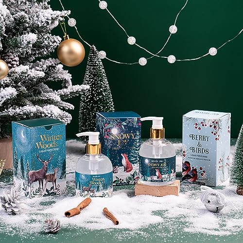 ROMIIE ZOI Christmas Liquid Hand Soap with Gift Box - 260ml/ 9 fl. Oz - Variety Pack of 3£¨Winter Woods£¬Snowy Joy, Berry and Birds£©