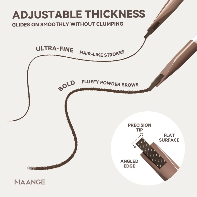2Pcs MAANGE Eyebrow Pencil, Retractable Definer Dual-Sided Brow Brush,3D Long-lasting Smudge-Proof Eye Brow Pen Makeup, Fine Tip, Fills in Sparse Areas and Gaps,Brown-B202