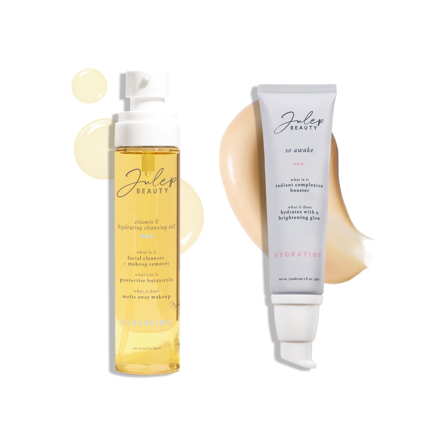 Julep Cleansing and Brightening Skincare Set | Vitamin E Hydrating Oil Cleanser + So Awake Radiant Complexion Booster Daily Moisturizer