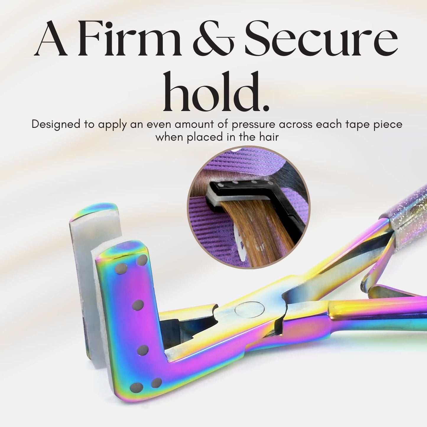 Rainbow Professional Tape in Hair Extensions Plier Stainless Steel Extensions Tape Sealing Pliers Tool with Box Hair Extension Styling Tools Non-Slip Grip (Rainbow Plier)