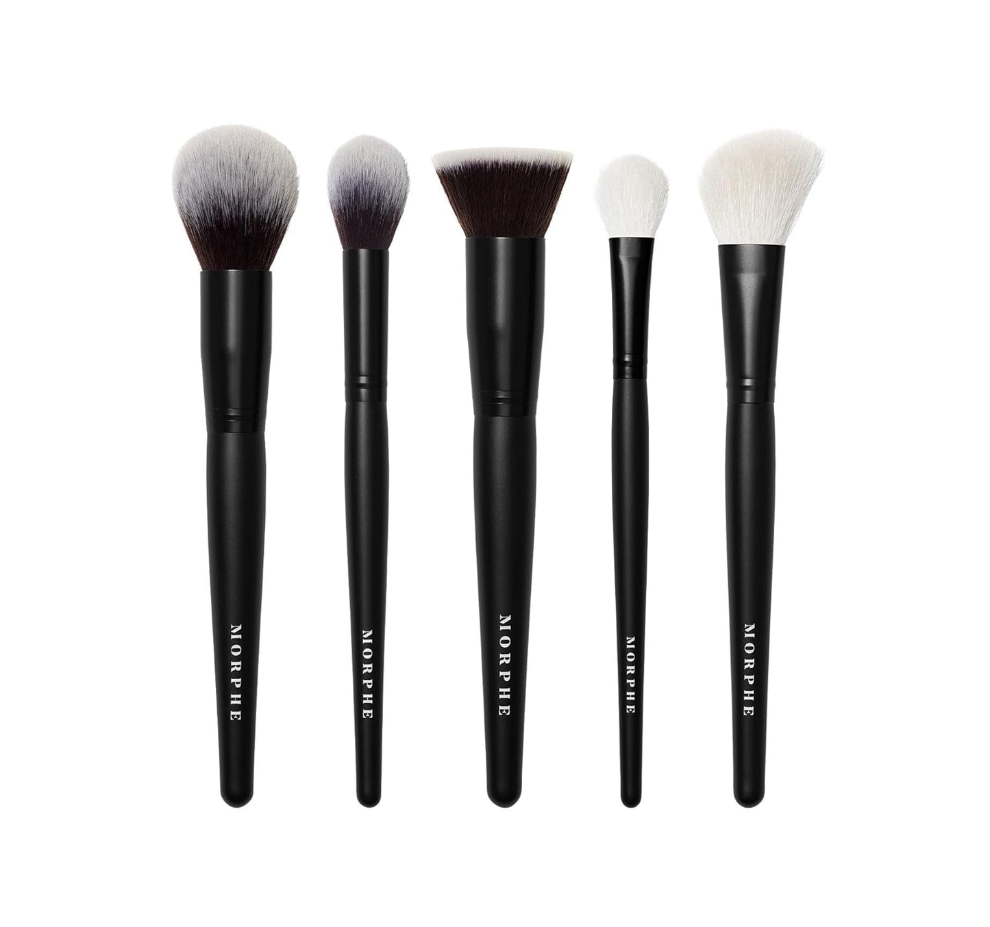 Morphe Makeup Brushes Set - 5-Piece Foundation, Blush, Contour & Blending Brushes | Synthetic Bristles & Case