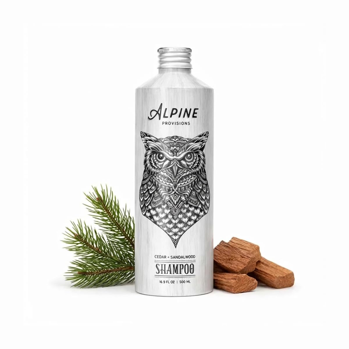 Alpine Provisions Natural & Organic Shampoo with Cedar & Sandalwood – Plant-Based Shampoo for Men & Women with Aloe Vera, Jojoba & Essential Oils – Sulfate-Free, Vegan, Hydrating – 16.9 fl oz
