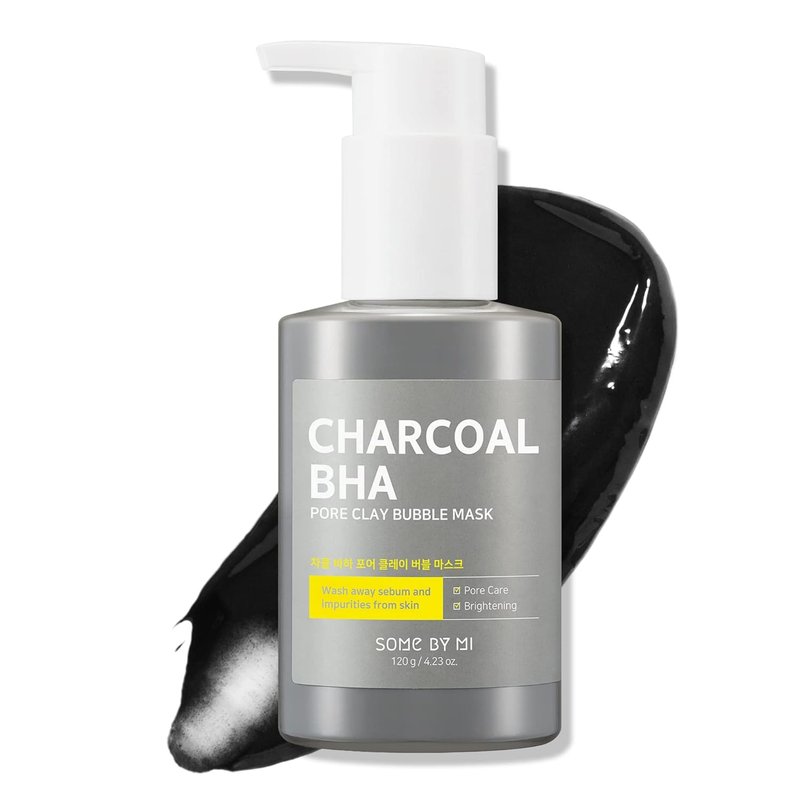 SOME BY MI Charcoal BHA Pore Clay Bubble Mask - Exfoliating Face Wash & Salicylic Acid Cleanser | 4.23oz, 120g