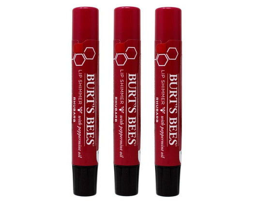 Burt's Bees Lip Shimmer, Rhubarb 0.09 oz (Pack of 3)