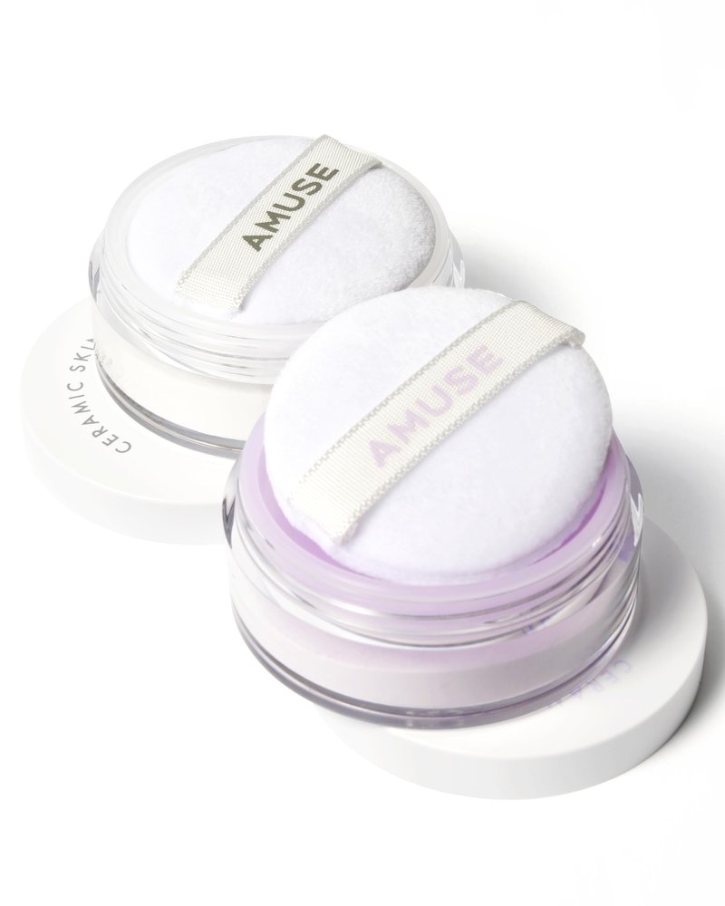 AMUSE SEOUL Ceramic Skin Sebum Face Powder (02 VIOLET) - Lightweight Oil Control Loose Powder, No Sebum Blurring Finish, Long Lasting Setting Powder, Smooth Skin Finish, Vegan, Korean Makeup