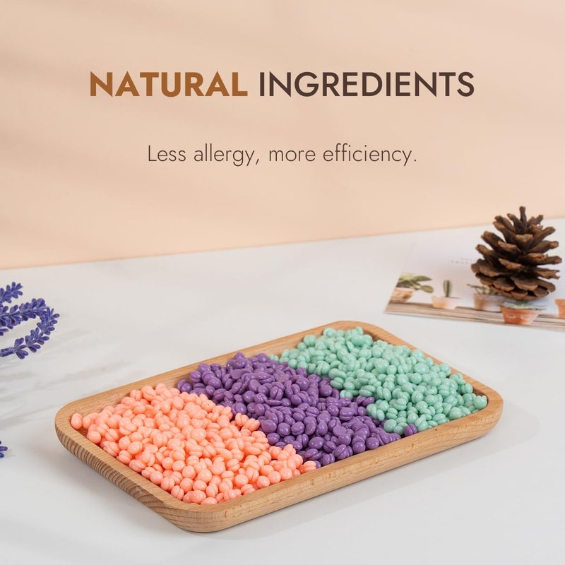 Hard Wax Beads Kit for Hair Removal - At-Home Brazilian Wax for Coarse Hair | 3lb Wax Beans for Face, Legs, Arms