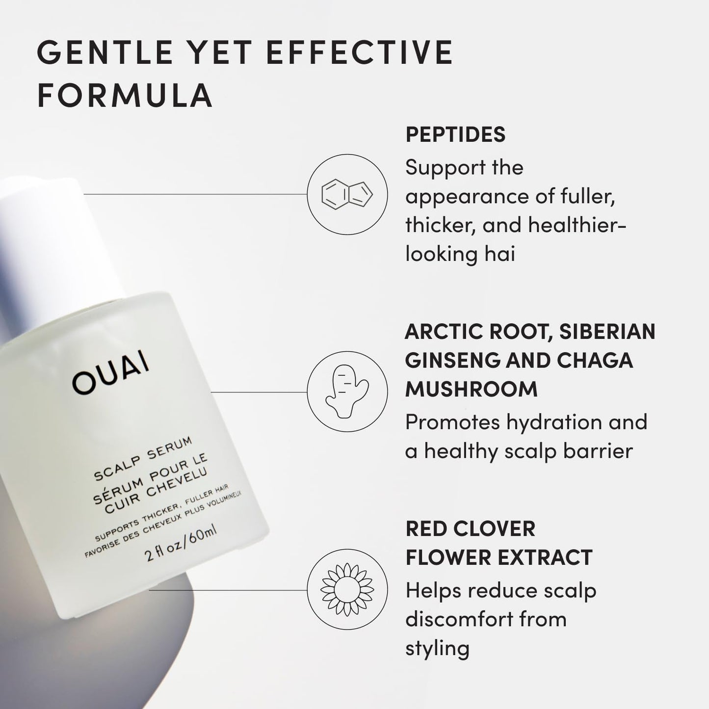 OUAI Scalp Serum - Balancing Hair Serum with Red Clover Extract, Siberian Ginseng and Peptides for Thicker and Fuller-Looking Hair - Paraben, Phthalate and Sulfate Free Scalp Care (2 Fl Oz)