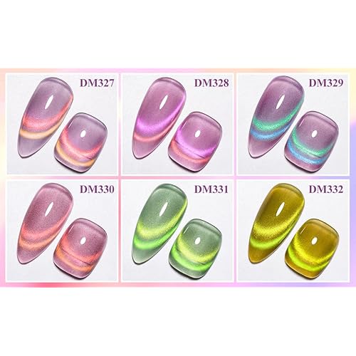 MTSSII Cat Eye Gel Nail Polish Glass Series Magnetic Nail Gel Rainbow Jelly Cateye Pink Purple Translucent UV/LED Nail Polish Nail Art Gifts Set for Women