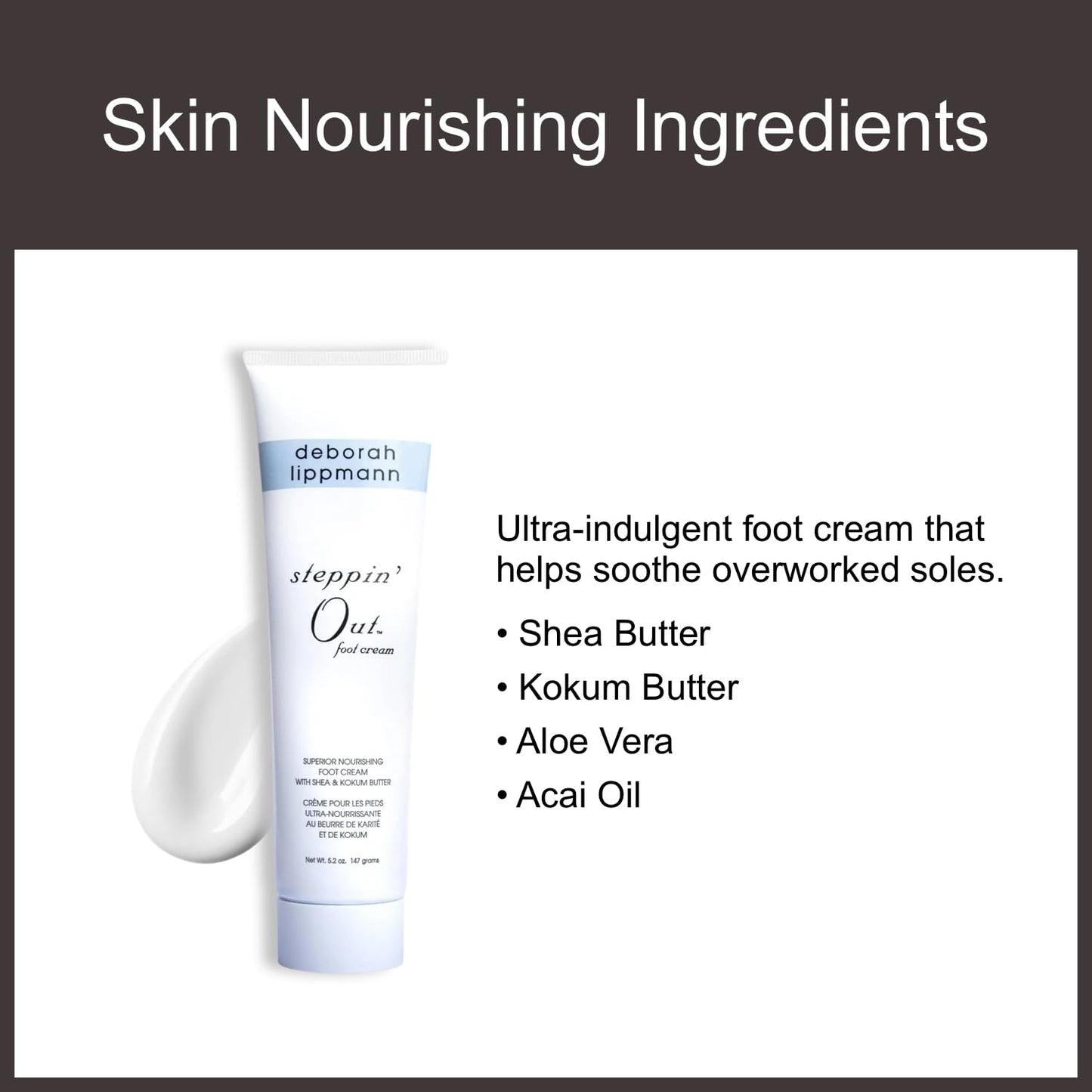 Deborah Lippmann Steppin' Out Foot Cream | Moisturizes & Softens Dry Feet, Restores Flexibility & Cracked Heels for Healthy Skin | Non-Greasy | 5.2 Oz