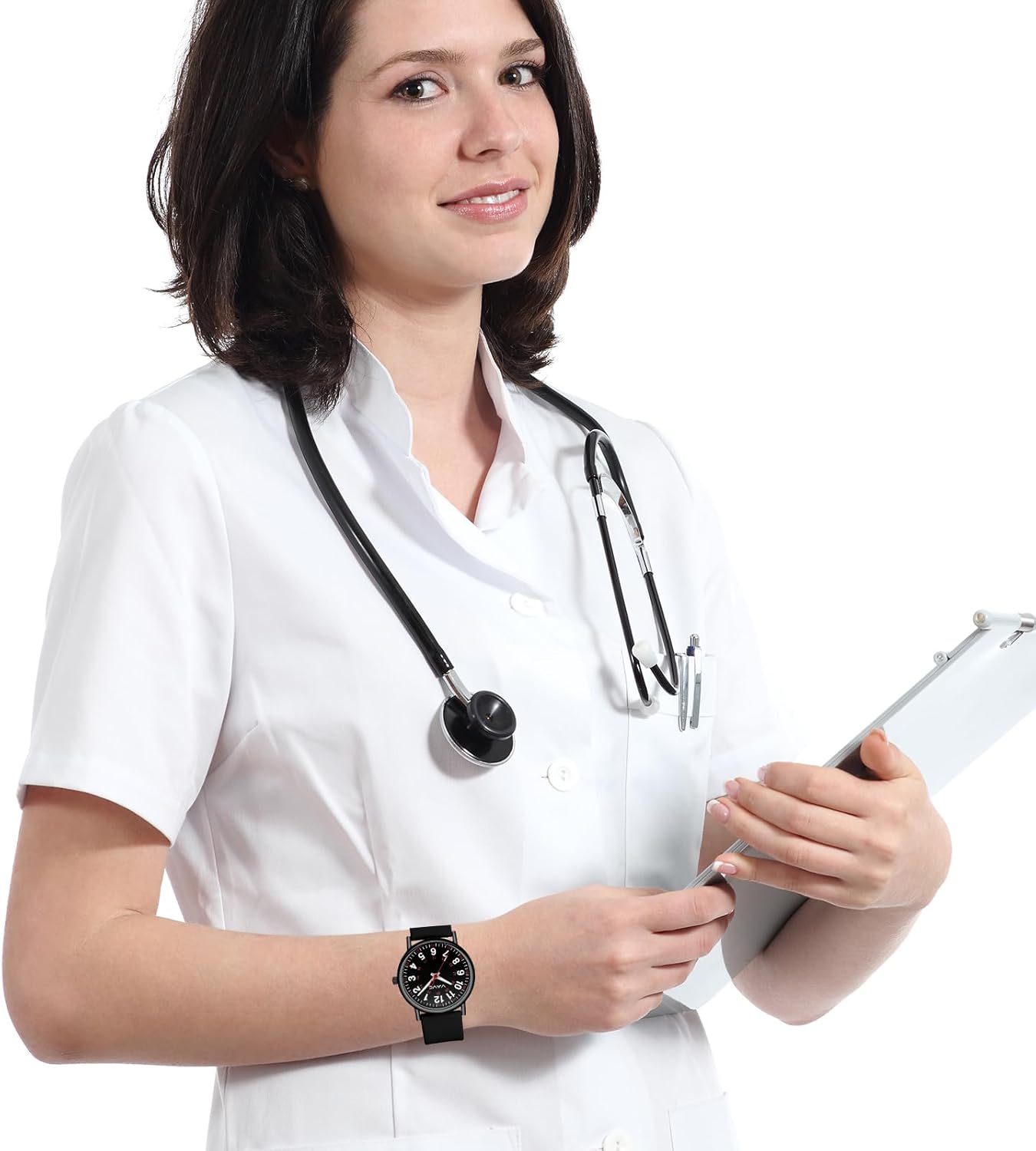 Waterproof Analog Nurse Watch for Nurses,Students,Medical Professionals,Women Men,with Luminouse Easy Read Dial,Military Time,Second Hand and 24 Hour,Comfortable Silicone Band.