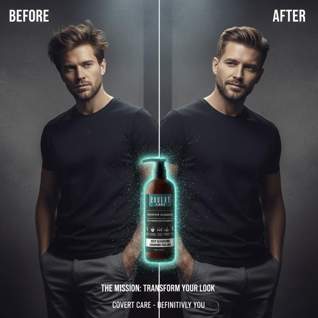Covert Care Men’s Thickening Shampoo for Thinning Hair – Strengthens Hair, Boosts Volume, Nourishes Scalp, and Activates Roots for Fuller, Stronger-Looking Hair