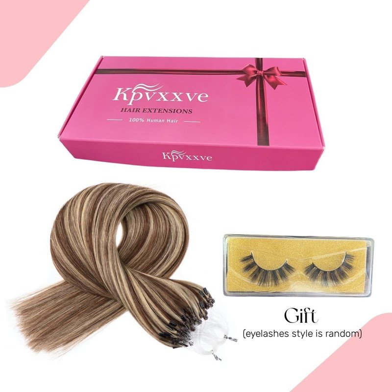 Kpvxxve Micro Ring Hair Extensions Human Hair 16inch Micro Loop Brown Mix Blonde Micro Bead Human Hair Extensions #4/613 Natural Straight Hair Extension 50g 1g/s
