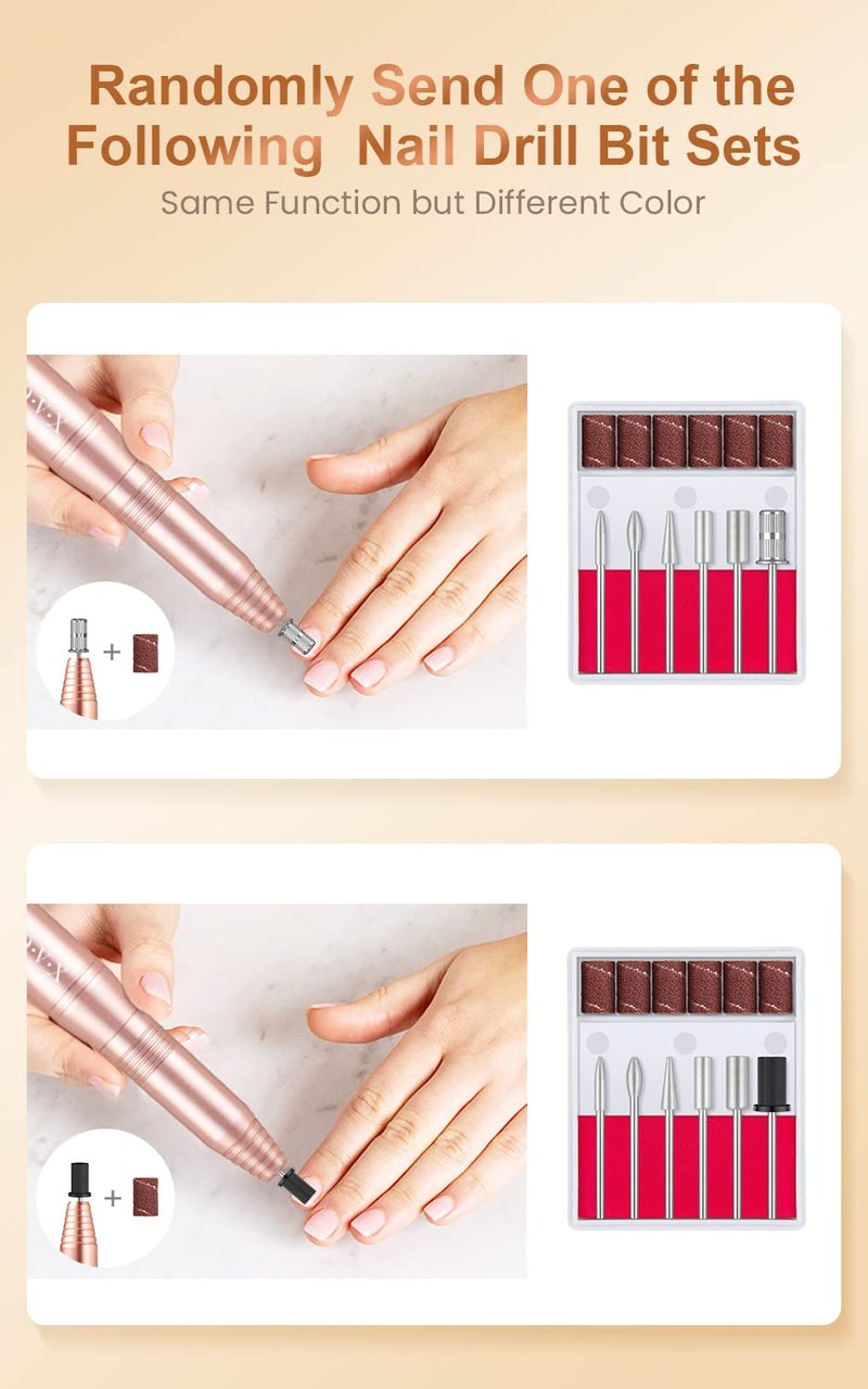 Acrylic Nail Drill Machine - Professional USB Electric Nail File Kit for Gel Nails | Portable Gold Design