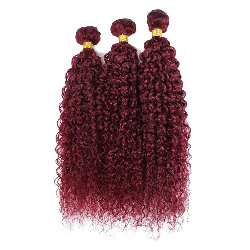 Curly Wave Human Hair Bundles 14 16 18 Inch #99J Burgundy Bundles Human Hair Wine Red 12A Unprocessed Native Virgin Hair 50G Per Bundle 3 Extensions Wet and Wavy Weave for Women