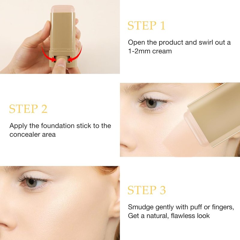 Matte Foundation Stick - Full Coverage Waterproof Makeup | Long-Lasting Moisturizing Formula for Even Skin Tone
