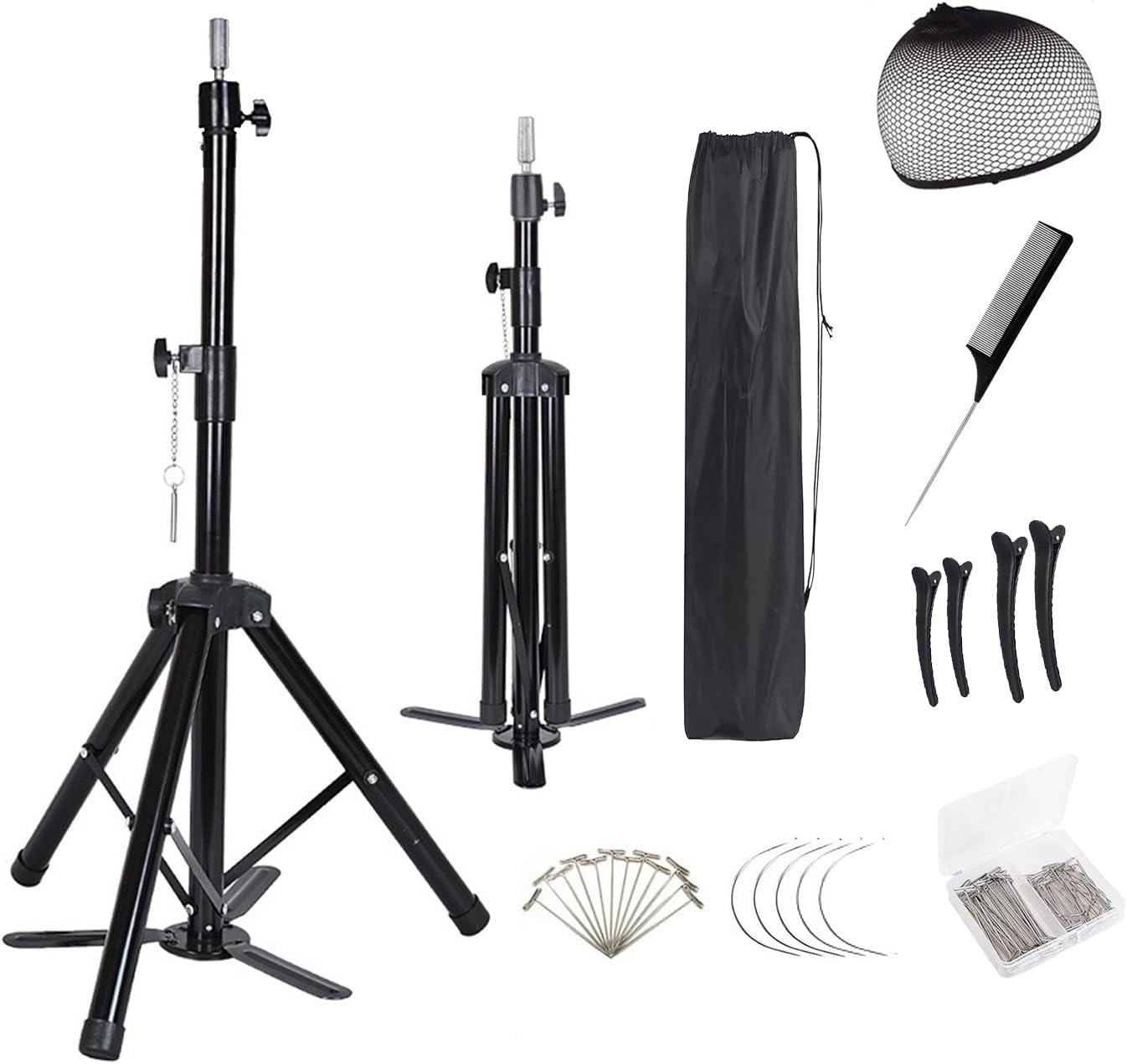 Wig Stand Tripod - Heavy Duty Adjustable Mannequin Holder for Styling | 55-Inch with Pedal