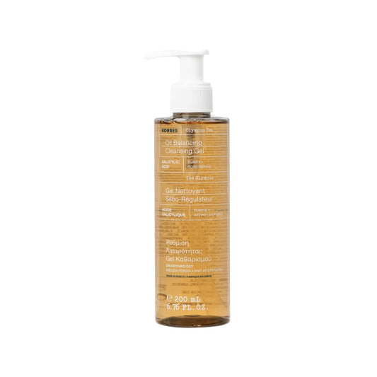 KORRES Olympus Tea Oil Balancing Cleansing Gel, Gentle Face Wash for Oily, Combination, Normal Skin, Deep Cleanser, Removes Makeup, Controls Shine, Refines Pores, Leaves Skin Fresh & Clear, 5.07 Fl Oz