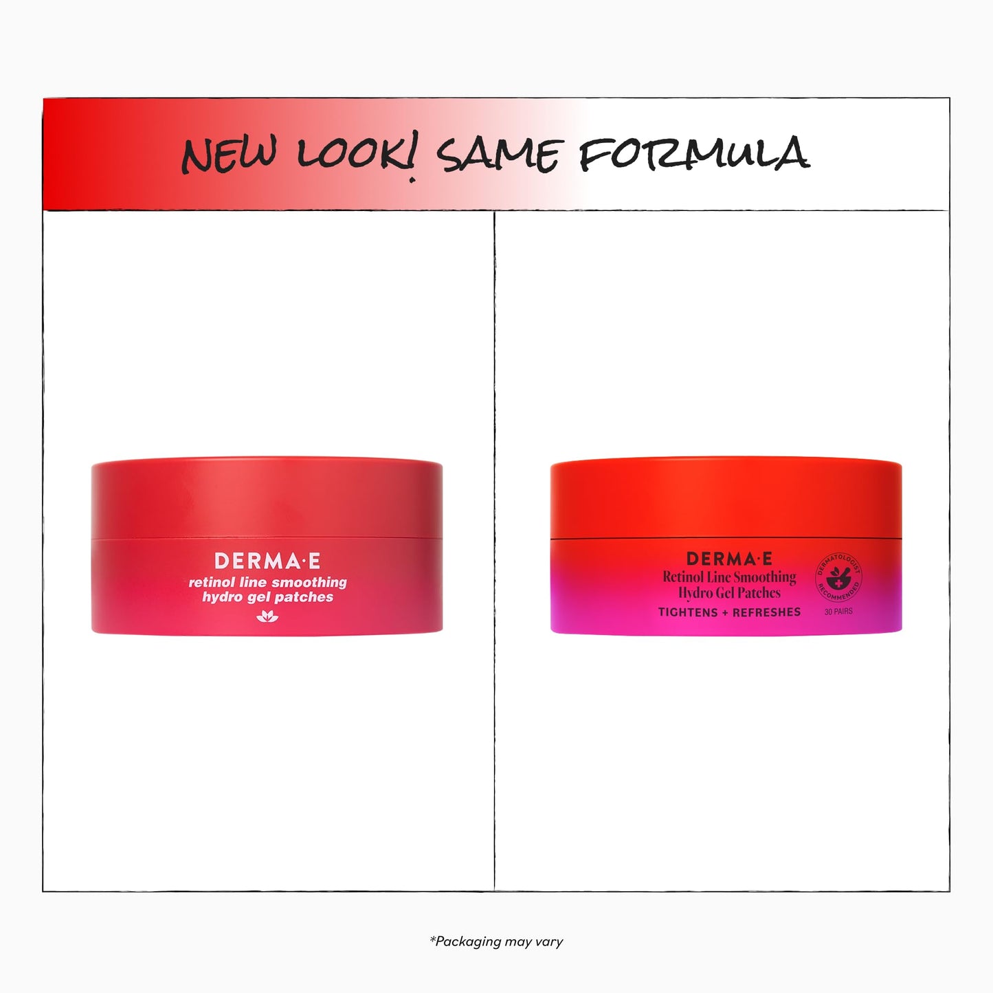 Derma E Retinol + Bakuchiol Under Eye Patches (30 Pairs) Non-Irritating, Line Smoothing Hydro Gel Eye Patches with Rose Water & Real Hibiscus Petals, Helps Reduce Fine Lines, Crow's Feet, 60ct