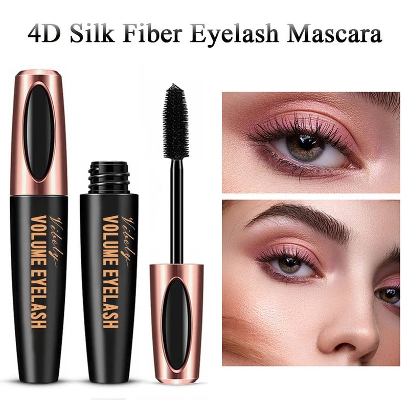 3 Pack 4D Silk Fiber Lash Mascara, Waterproof Smudge-proof Thickening Lengthening Mascara Black, All Day Exquisitely Full, Long, Thick, Long-Lasting No Flaking Lash Extensions