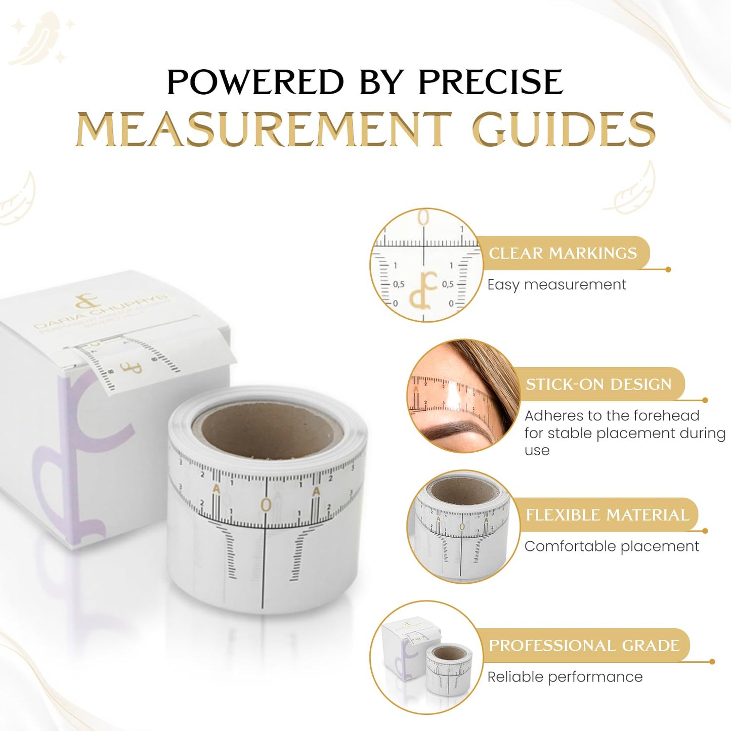 Daria Chuprys Original Golden Brows Eyebrow Measurement Ruler Roll of 50pcs