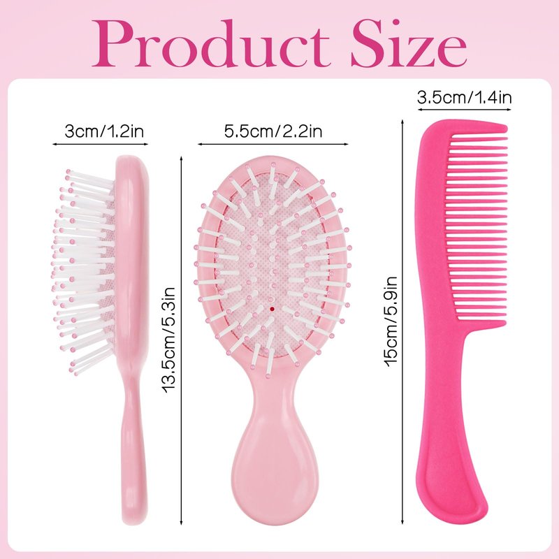 Bulk Hair Brush and Combs Set, Individually Wrapped Detangling Brushes for Wet & Dry Hair, Disposable Hairbrush for Women Men Travel Hotel Shelter Charity Supplies 5 Colors (5.5 inch, Count, 100)