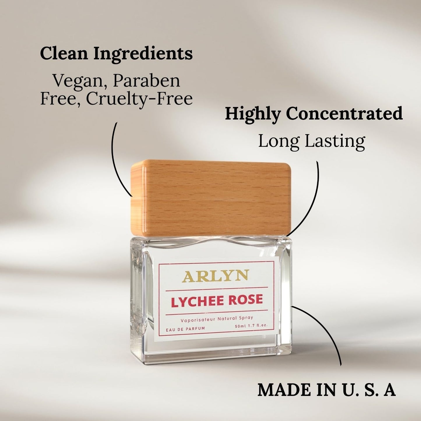ARLYN Lychee Rose Eau De Parfum Inspired by Mar.Ly De.L.ina, Long-Lasting Perfume for Women, Vegan & Eco-Conscious with Clean Ingredients, Lychee, Peony, Rose and Vanilla - 50ml / 1.7 oz