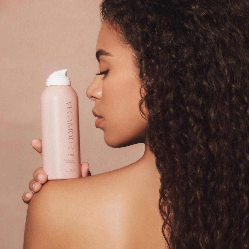 VEGAMOUR GRO Dry Shampoo Travel Size, Volumizing Dry Shampoo Spray Formulated Without Benzene, Supports Thicker Fuller Looking Hair, Natural Citrus Scent, 1.8 oz