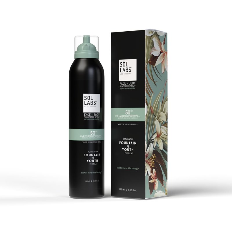 SOL LABS Mineral Sunscreen Spray SPF 50 - Lightweight Sheer Mist, Zero White Cast - Reef Safe, Water Resistant 80 Min - Non-Aerosol Face & Body Protection - Korean Formulation - 6 oz