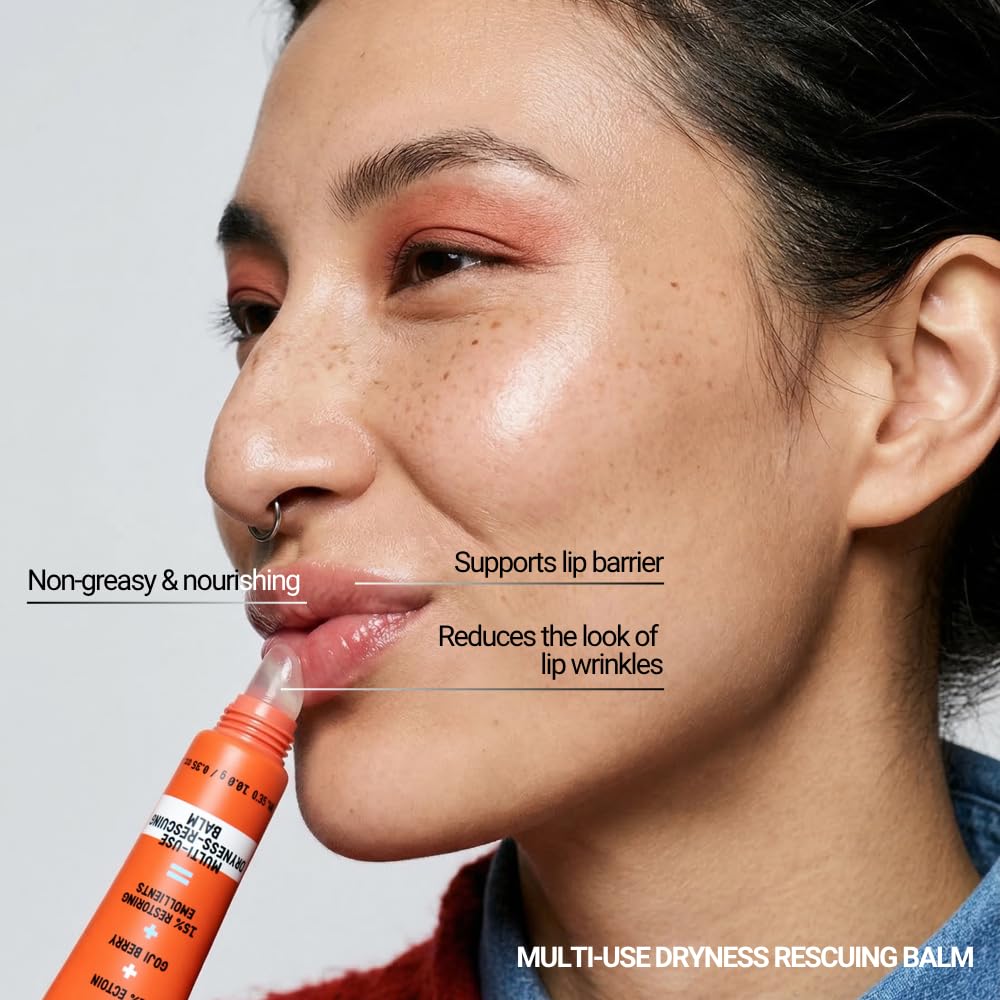EqualRXN Goji Ectoin Recovery Lip Balm - Hydrating Moisture Oil Formula with Papaya Enzyme for Dry Chapped Lips Barrier & Skin Patches