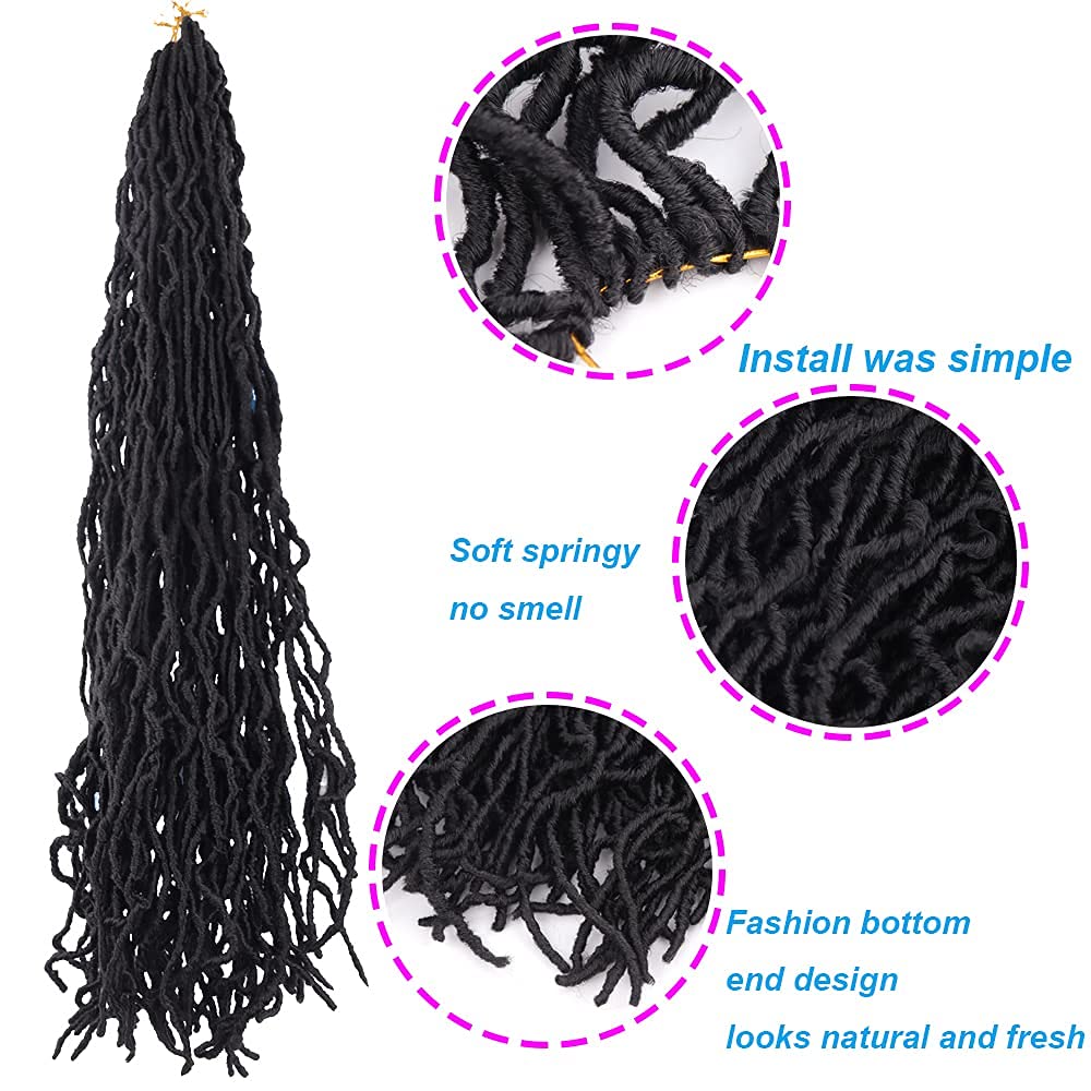 36 Inch New Faux Locs Crochet Braids Hair 6 Packs Super Long Goddess Locs Crochet Hair Curly Wavy Soft Locs Braiding Hair for Women Pre-looped Synthetic Afro Roots Braid Collection Extended
