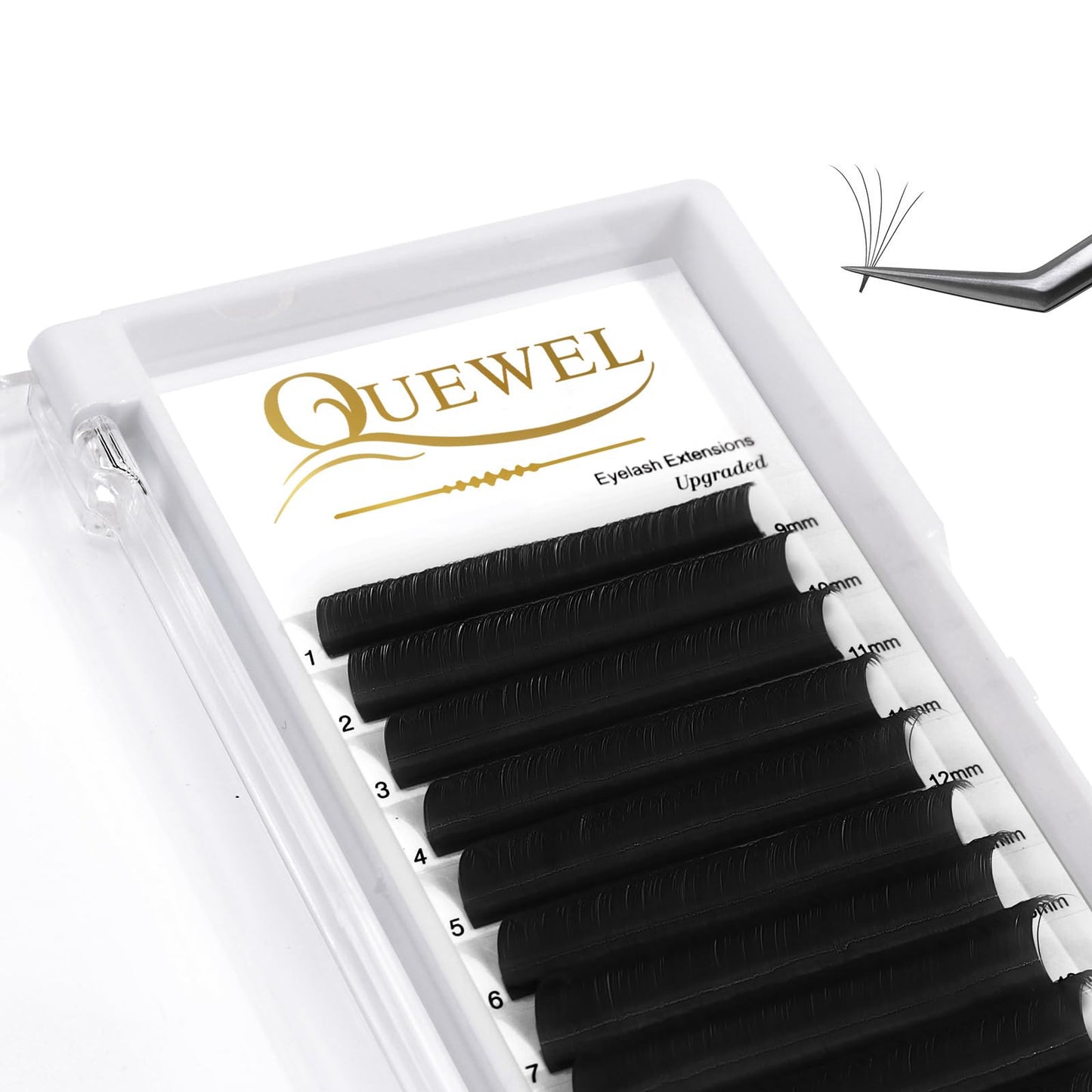 Easy Fan Volume Lashes 0.07 D Curl Black Volume Lash Extensions 9-16mm Mixed Lash Tray Color Lashes Extension Self Fanning 2D-10D Eyelash Extensions by QUEWEL (Black 0.07 D 9-16mm)