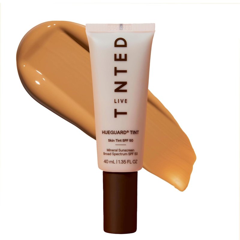 Live Tinted Hueguard Tinted Sunscreen SPF 50 - Mineral Sunscreen for Face, Skin Tint with Buildable Coverage, Dewy Glow Finish, Hydrating, Vegan, Fragrance-Free, Water & Sweat Resistant, Shade 07