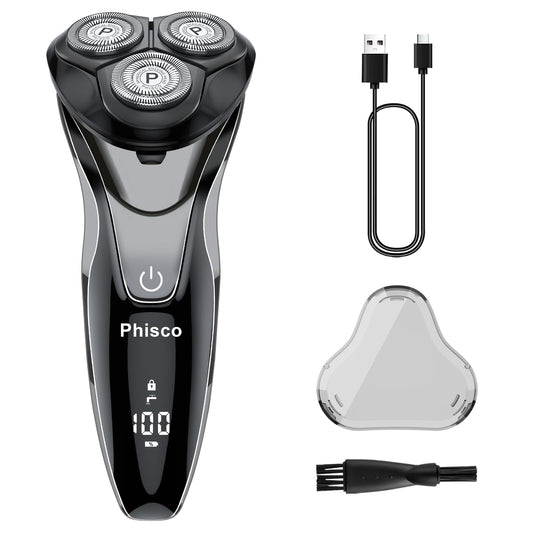 Electric Razor for Men Waterproof: Upgraded Rechargeable IPX7 Waterproof Shaver, Perfect for Men with Sensitive Skin and Travelers with Pop-Up Trimmer, Wet/Dry Shaving and Shower Use