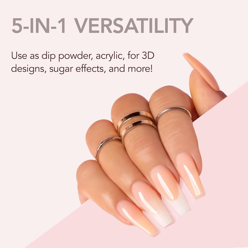 Kiara Sky Acrylic Powder - All-In-One Professional Nail Art | Long-Lasting Cover Powder 2 oz, Hint of Pink