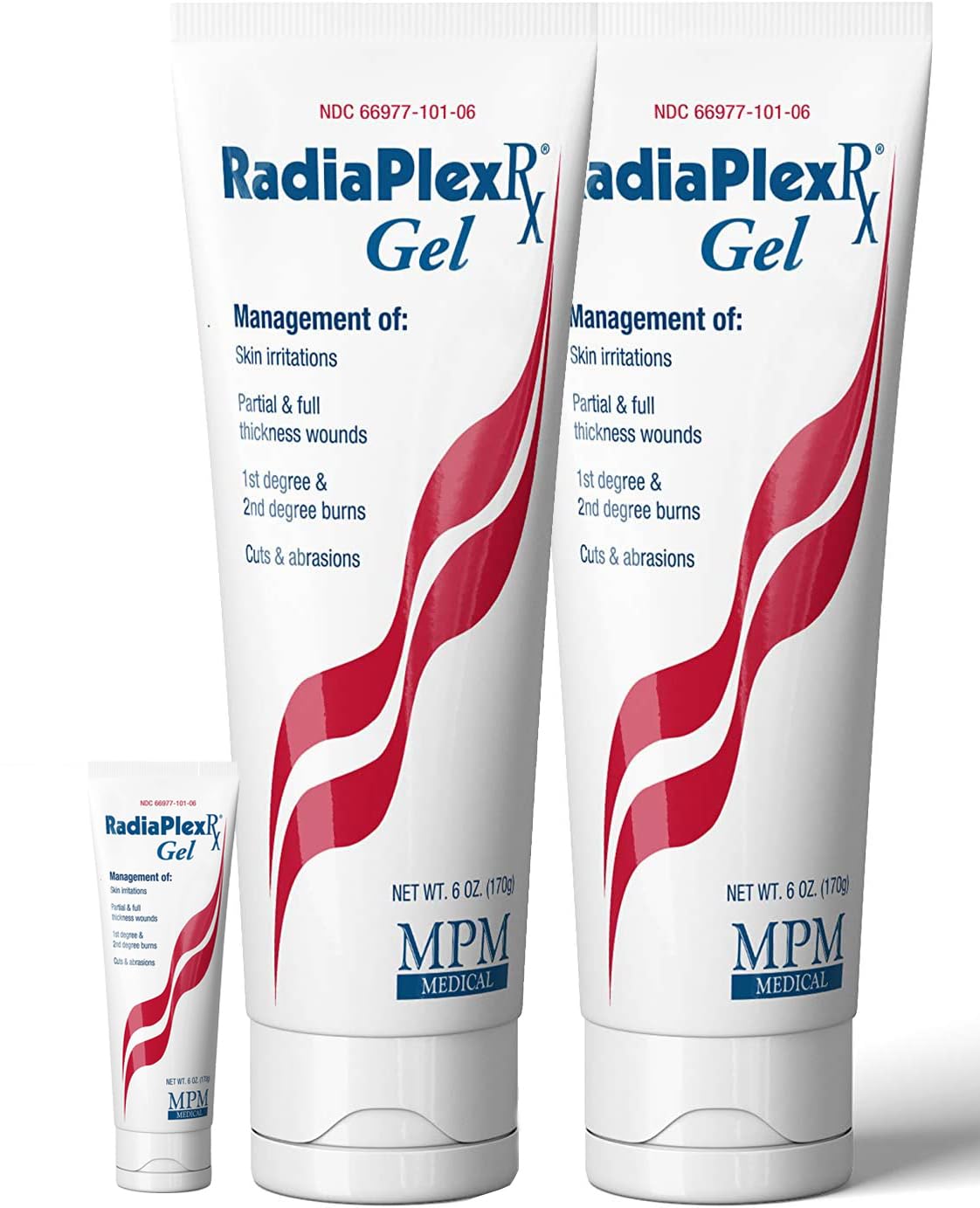 MPM Medical Radiaplex Rx Wound Gel Dressing with Hyaluronic Acid, Treatment of Reactions to Radiation, Manage Skin Wounds, 6oz Tube (2 Pack) - Include (1) Free 0.5oz Samples