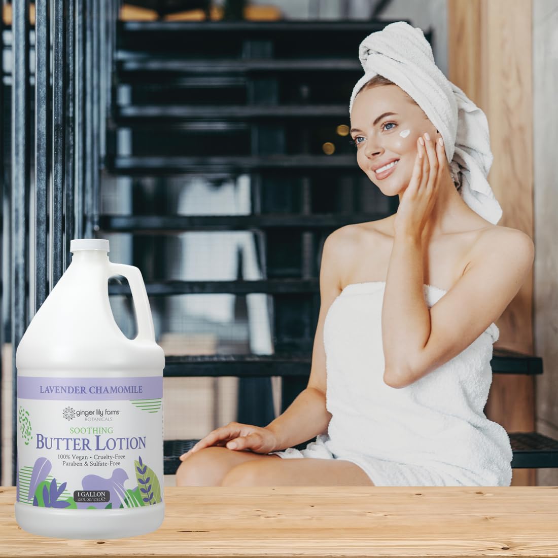 Ginger Lily Farms Soothing Butter Lotion - Vegan Lavender Chamomile Scent | 1 Gallon Refill for Dry Skin