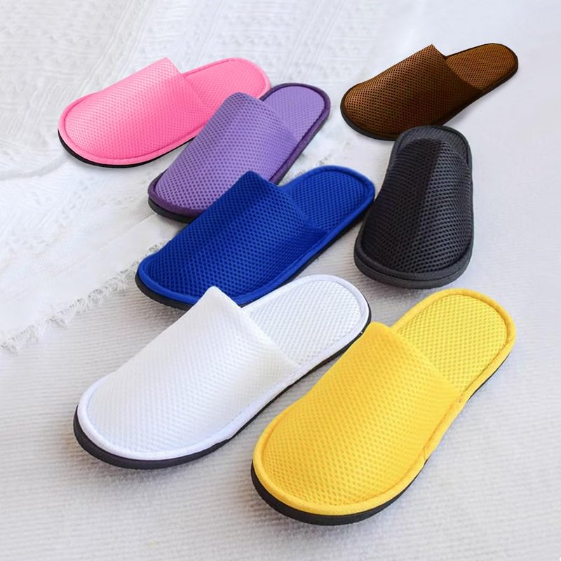 GONG GONG 6-8 Pairs Mash Cloth Disposable Slippers, Machine Washed & Reused, Closed Toe Crystal Velvet Slipper for Guest, Bathroom, House, Hotel, Party, SPA (2Yellow+2Pink+2Blue+2Purple, Adult, Women, 9.5, Numeric, US Footwear Size System, Medium)