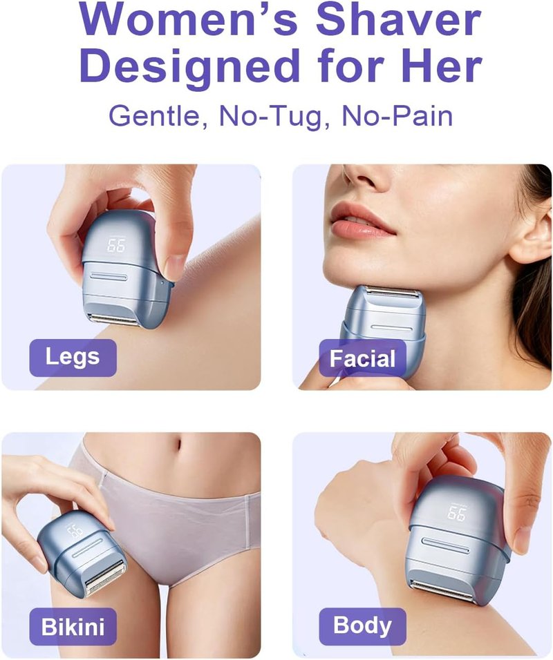 Electric Shaver for Women - Waterproof Mini Cordless Razor for Hair Removal | Sensitive Skin, Silver