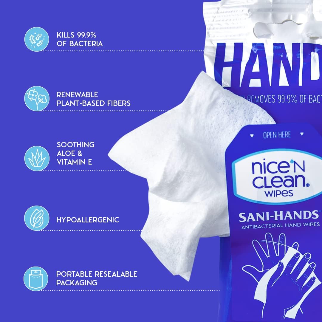 Sensitive Skin Wet Hand Wipes - Aloe Infused Hypoallergenic | 90 Count (8-Pack)