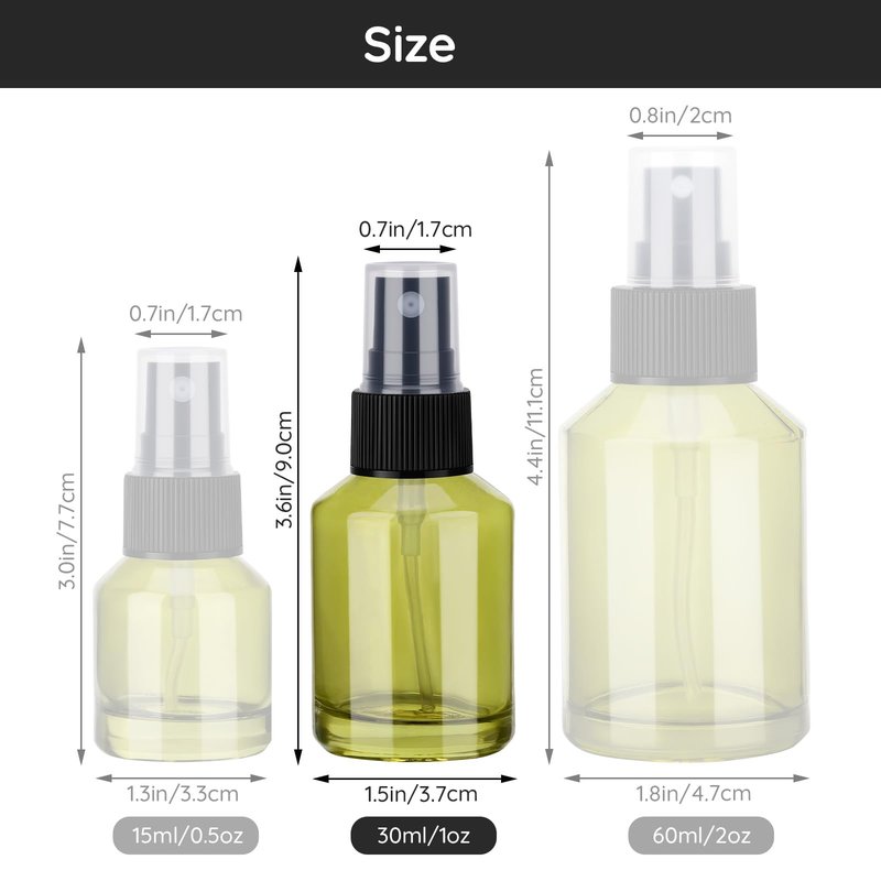 Segbeauty 12pcs 1oz Empty Glass Fine Mist Spray Bottle, Small Travel Perfume Atomizer Refillable, 30ml Glass Spray Bottles for Hair, Green Mini Cologne Atomizer Sprayer, Travel Containers for Liquids
