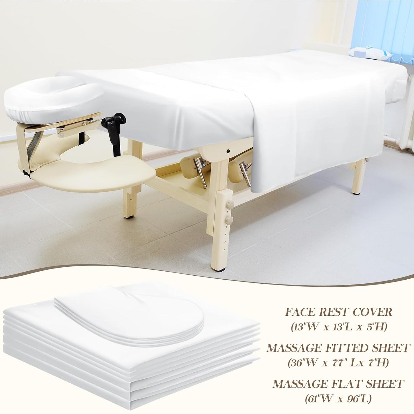 Microfiber Massage Table Sheets Set - 9 Pcs Including Flat & Fitted Sheets | White Color
