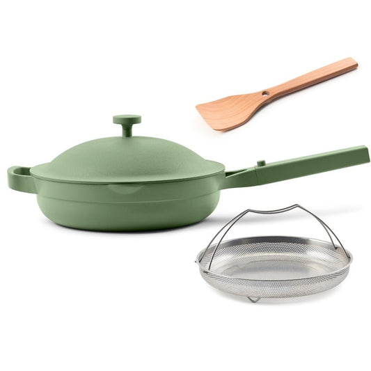Our Place Always Pan 2.0 | 10.5" Ceramic Pan with Modular Lid, Steamer Basket & Spatula | Patented 10-in-1 Nonstick, Non-Toxic Cookware Made Without PFAS | Induction & Oven-Safe up to 450°F | Sage