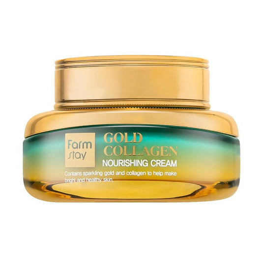FARMSTAY Gold Collagen Nourishing Cream - Collagen Cream for Vibrant Skin - Face Moisturizer for Skin Elasticity - Strengthens Skin Barrier - 1.85 oz