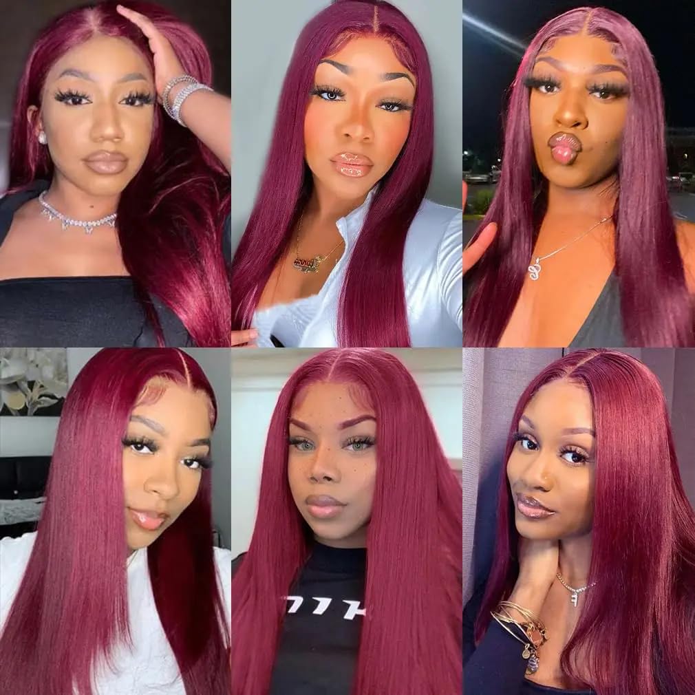 Dark Burgundy Bundles 99J Straight Human Hair 3 Bundles 14 16 18 Inch Brazilian Unprocessed Virgin Remy Burgundy Bundle Hair Extensions 150g