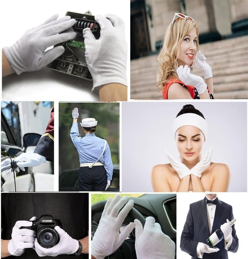 White Cotton Gloves - 48 Pcs Moisturizing Hand Spa Gloves | Soft, Breathable & Washable for Eczema Care