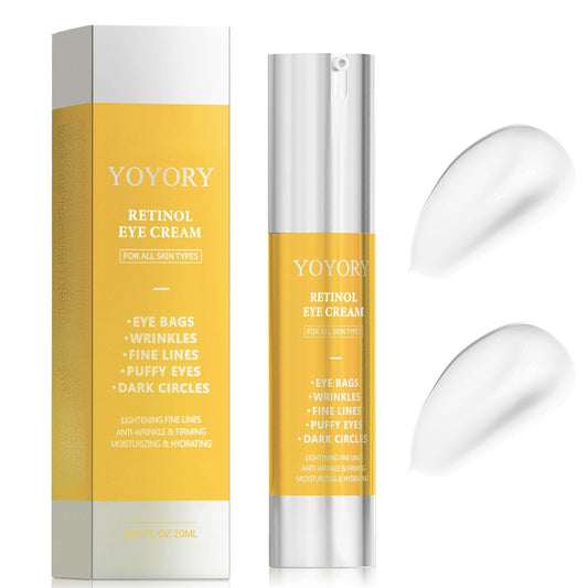 YOYORY Retinol Under Eye Cream - Anti-Aging Eye Cream for Dark Circles and Puffiness, Eye Bags, Wrinkles Fine Lines Skin Care Treatment Hydrates (20ml) Gold