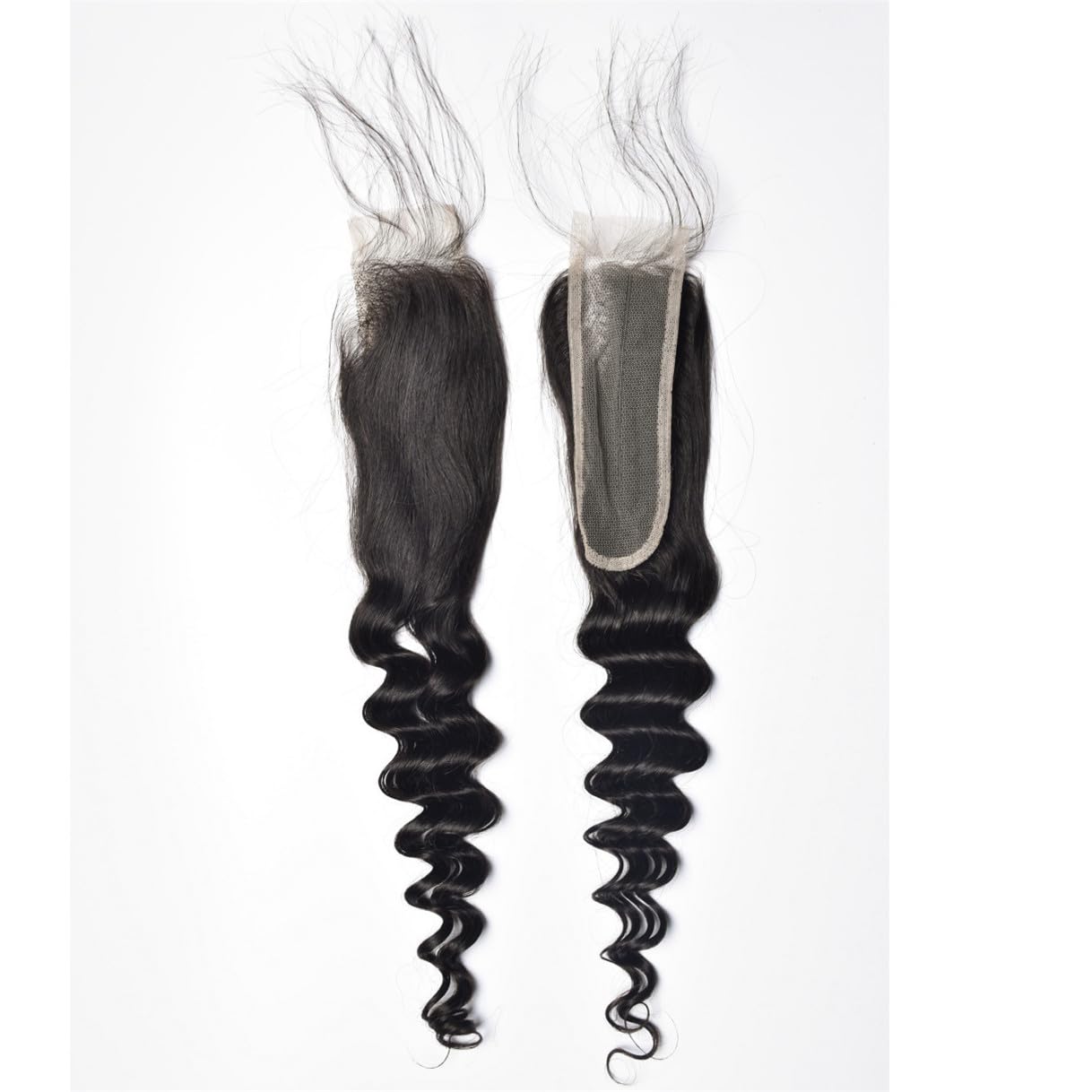 Brazilian Loose Deep 2x6 Lace Closure 100% Unprocessed Human Virgin Hair Pre Plucked Loose Deep Wave Pre-Plucked Hairline Frontal Closure Natural Black With Baby Hair (16inch, 2x6 loose deep closure)