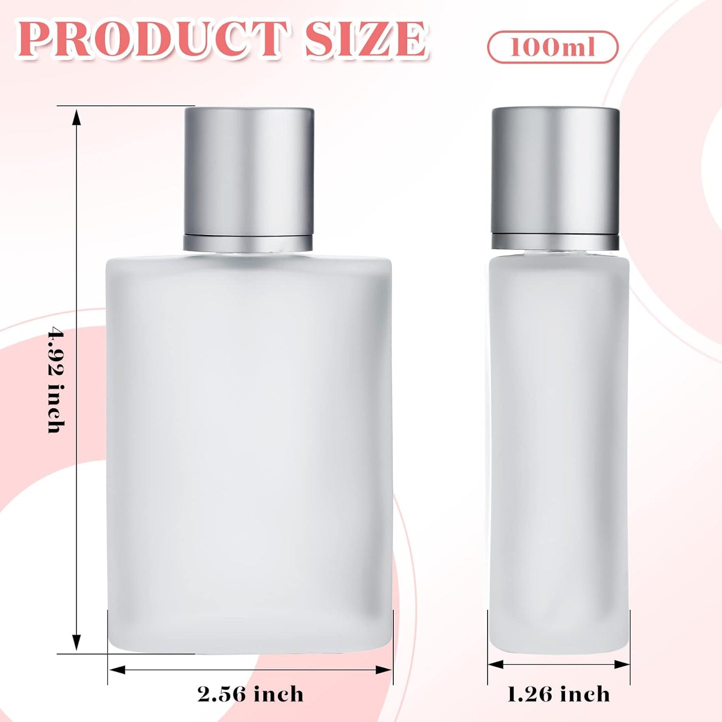 Frosted Glass Perfume Atomizer - 12 Pcs Refillable Spray Bottles | 50/100ml Fine Mist Dispenser for Travel, Silver Gray